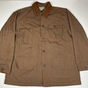 Scandia Woods Men Jacket Khaki Brown Button Down Flannel Plaid Lining Sz XL